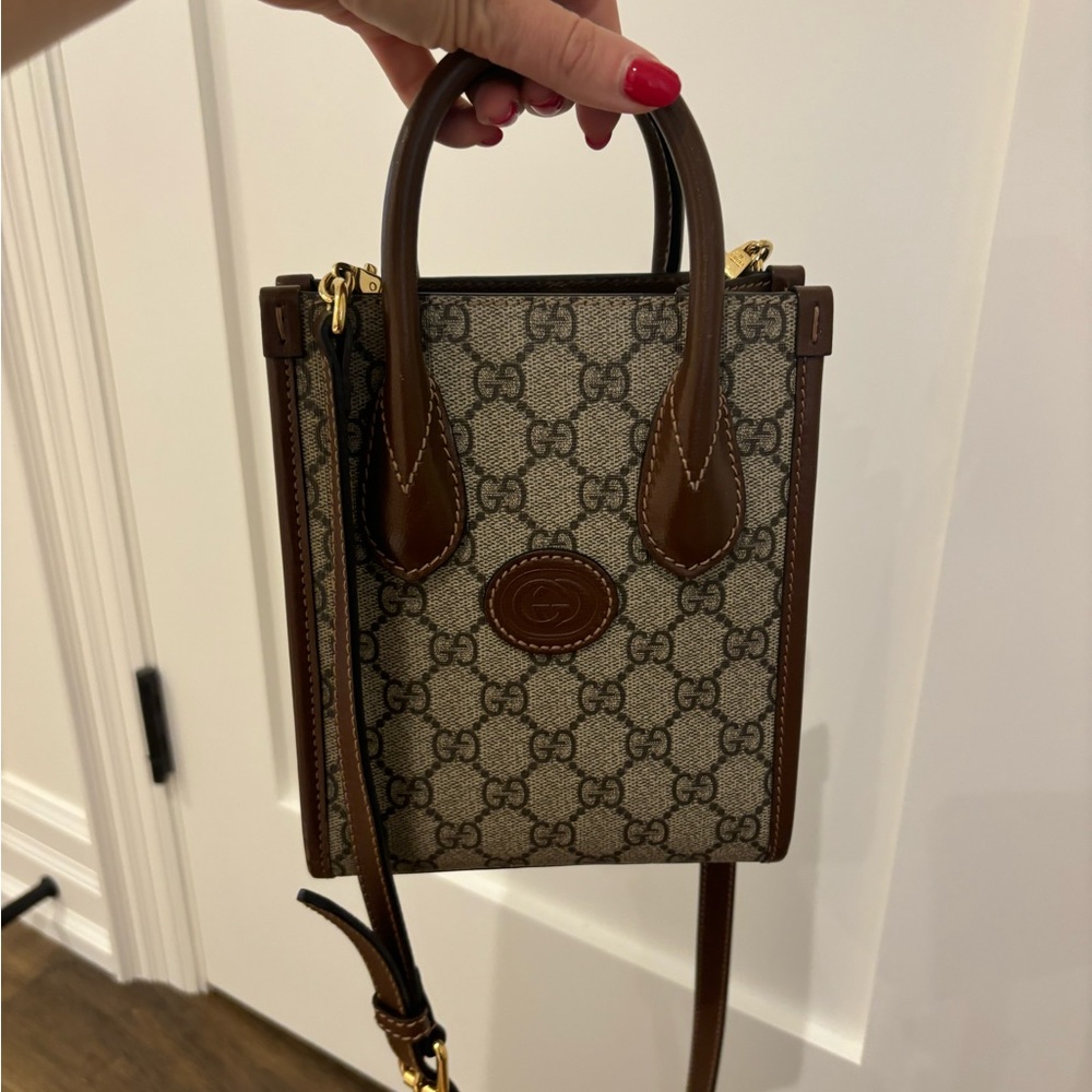 Gucci Beige and Brown GG Supreme Mini Tote